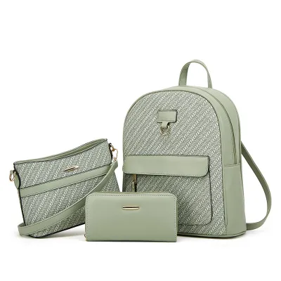 Women Fashion Casual Woven Backpack Three-Piece Bag Set