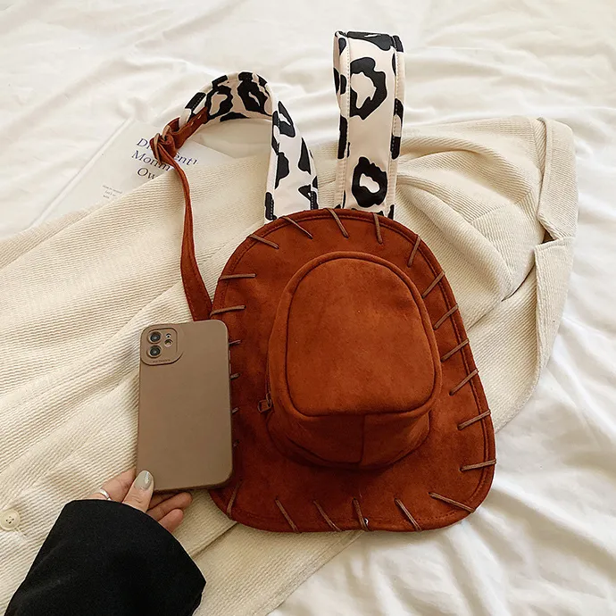 Women Fashion Creative Retro Hat-Shaped Backpack with Zipper