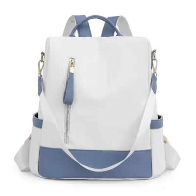 Women Fashion Casual Colorblock Large Capacity PU Backpack