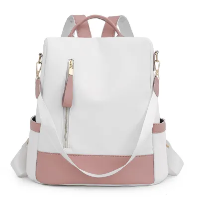 Women Fashion Casual Colorblock Large Capacity PU Backpack