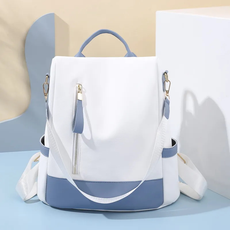 Women Fashion Casual Colorblock Large Capacity PU Backpack