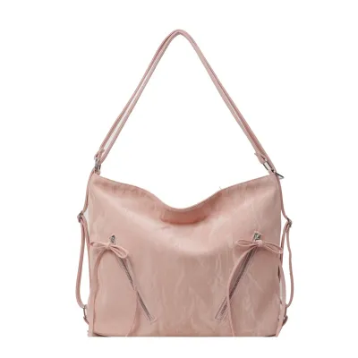 Women Fashion Casual Solid Color Large Capacity Pleated Backpack