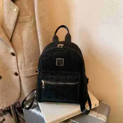 Women Fashion Casual Retro Leopard Backpack Large Capacity