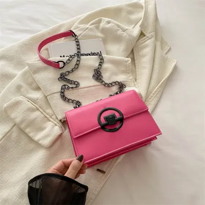 Women Fashion Casual Retro Chain Small Square PU Shoulder Crossbody Bag