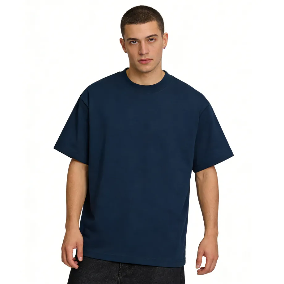 Men's Casual Solid Color Cotton Round-Neck Short Sleeve T-Shirt Loose Fit