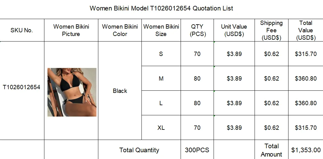 Separate Quotation Women Bikini Model  T1026012654