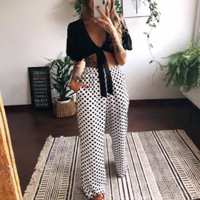 Women Fashion Casual Summer Vacation Printed Loose Pants