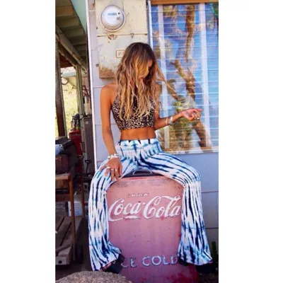 Women Fashion Casual Summer Vacation Printed Loose Pants