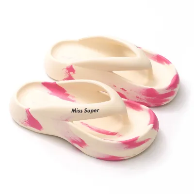 Women Fashion Summer Tie-Dye Eva Flat Flip-Flops Non-Slip Slippers Platforms