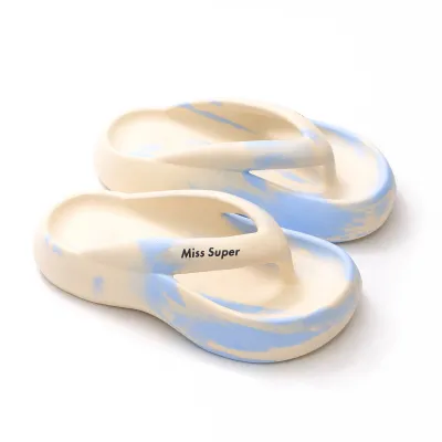Women Fashion Summer Tie-Dye Eva Flat Flip-Flops Non-Slip Slippers Platforms