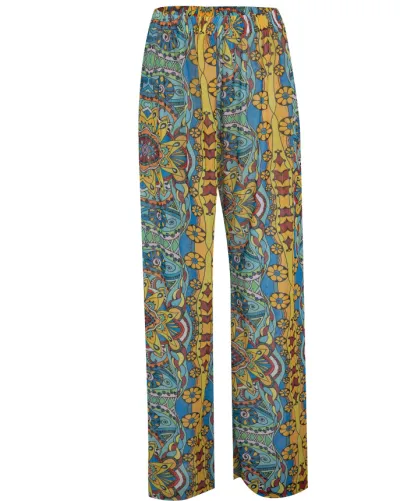 Women Fashion Casual Printed Summer Sun-Protective Ice Silk High-Waist Wide-Leg Swimsuit Cover-Ups