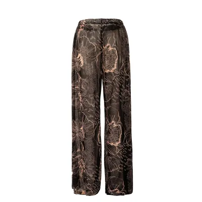 Women Fashion Casual Printed Summer Sun-Protective Ice Silk High-Waist Wide-Leg Swimsuit Cover-Ups