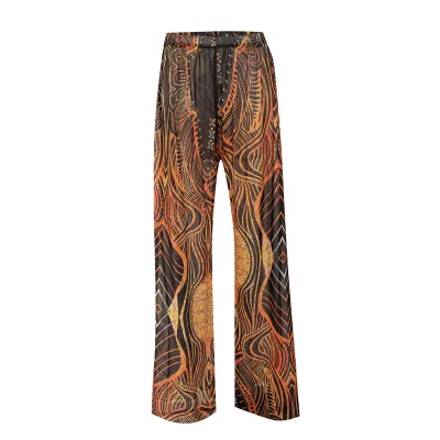 Women Fashion Casual Printed Summer Sun-Protective Ice Silk High-Waist Wide-Leg Swimsuit Cover-Ups