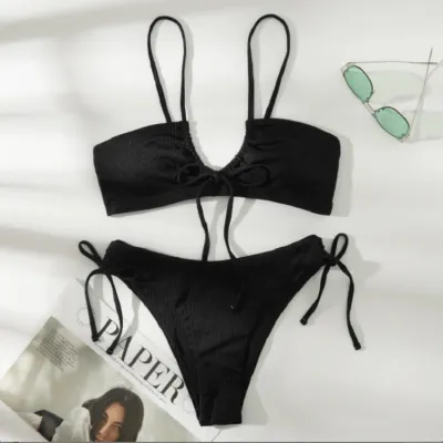 Women Fashion Sexy Simple Solid Color Bikini Swimsuit