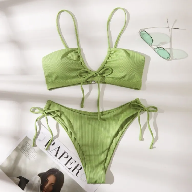 Women Fashion Sexy Simple Solid Color Bikini Swimsuit