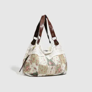 Women Fashion Casual Forest Tiny Flower Patchwork Cloth Handbag