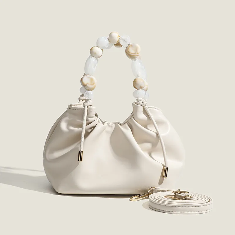 Women Fashion Casual Elegant Pearl Chain Portable Cloud Handbag