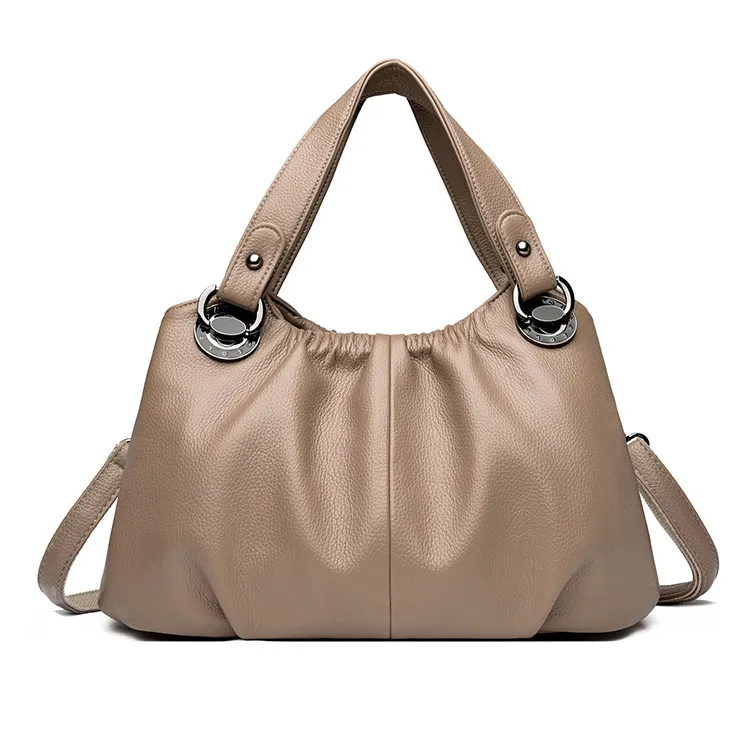 Women Fashion Casual Solid Color Pleated Large Capacity Handbag