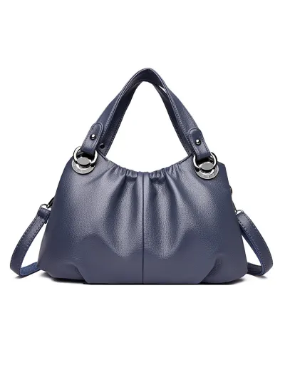 Women Fashion Casual Solid Color Pleated Large Capacity Handbag