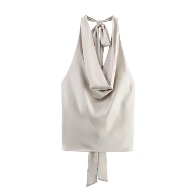 Spring And Summer Women'S Fashion Sexy Cowl Neck Top