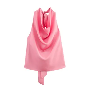 Spring And Summer Women'S Fashion Sexy Cowl Neck Top