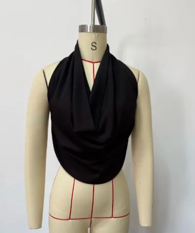 Women Fashion Solid Color Cowl Neck Halter Top