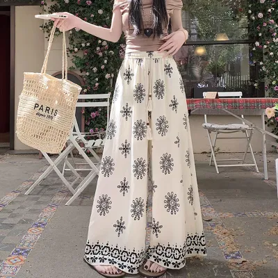 Bohemian Women Casual Loose Vacation Wide Leg Pants