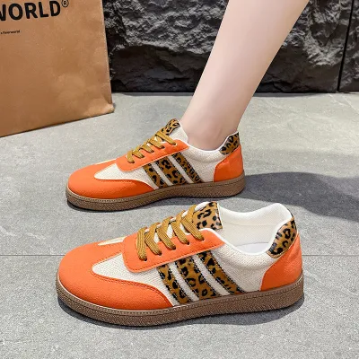 Women's Casual Color-Matching Flat Lace-Up German Trainers Sneakers Plus Size