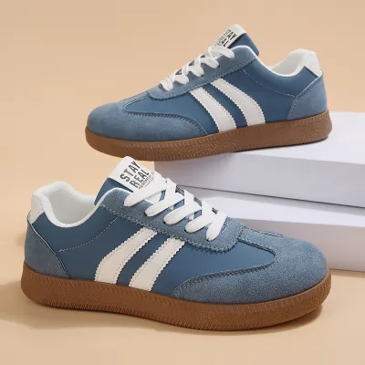 Women Fashion Casual Color Block Lace-Up Flat Non-Slip German Trainers Sneakers Plus Size