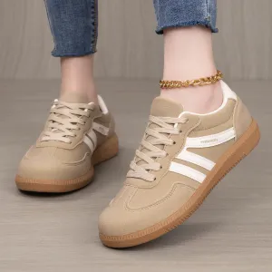 Women Fashion Casual Color Block Lace-Up Soft Sole German Trainers Sneakers Plus Size