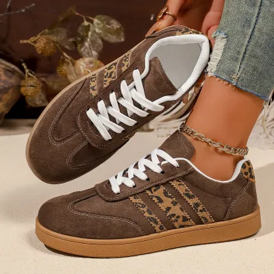 Women's Fashion Color Block Lace-Up German Trainers Sneakers Plus Size