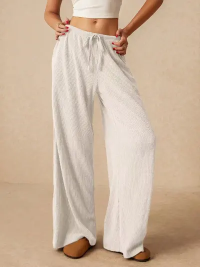 Summer High Waist Casual Solid Color Wide Leg Pants
