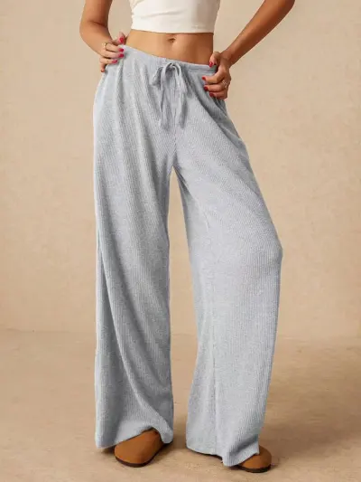 Summer High Waist Casual Solid Color Wide Leg Pants
