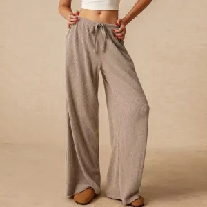 Summer High Waist Casual Solid Color Wide Leg Pants