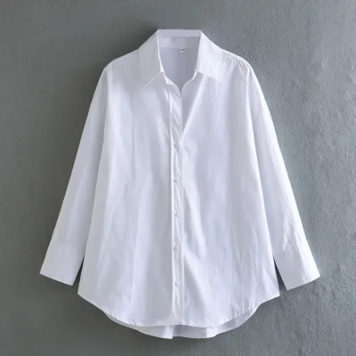 Women Fashion Casual Spring And Summer Satin Stripe Printed Lapel Long-Sleeve Printed