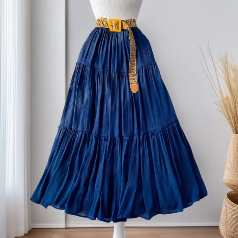 Women Fashion Casual Summer Solid Color High Waist Large Puff Skirt