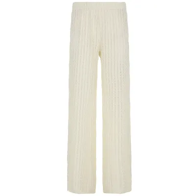 Vacation Style Women Casual Knitted Perspective Summer Pants