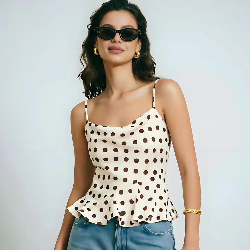 Woemn Fashion Sexy Spring And Summer Polka Dot Print Camisole