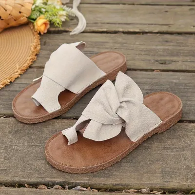 Women Fashion Casual Lace-Up Round Toe Soft Bottom Beach Slippers Plus Size