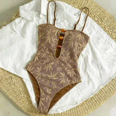 Women Fashion Sexy Boho Vacation Printed One-Piece Swimsuit