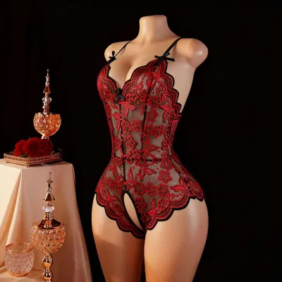 Women Fashion Lace Perspective One-Piece Sexy Lingerie