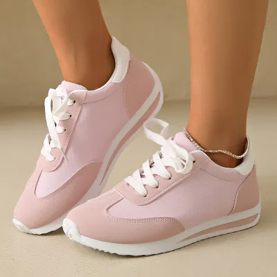 Zapatillas deportivas alemanas de moda para mujer, estilo casual, con bloques de color, punta redonda, cordones y suela suave.