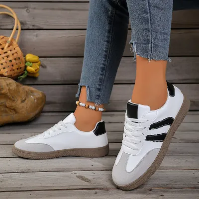 Women Fashion Casual Color Block Breathable Flat Soft Sole German Trainers Sneakers Plus Size