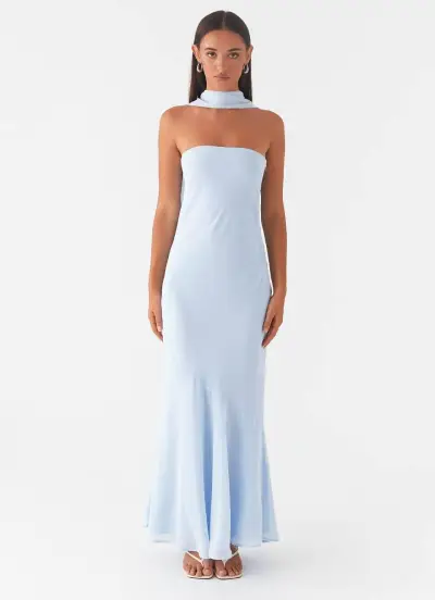 Women Elegant Floral Print Strapless Bodycon Maxi Dress