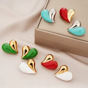 Fashion Stitching 304 Stainless Steel Heart-Shaped Light Luxury Earrings