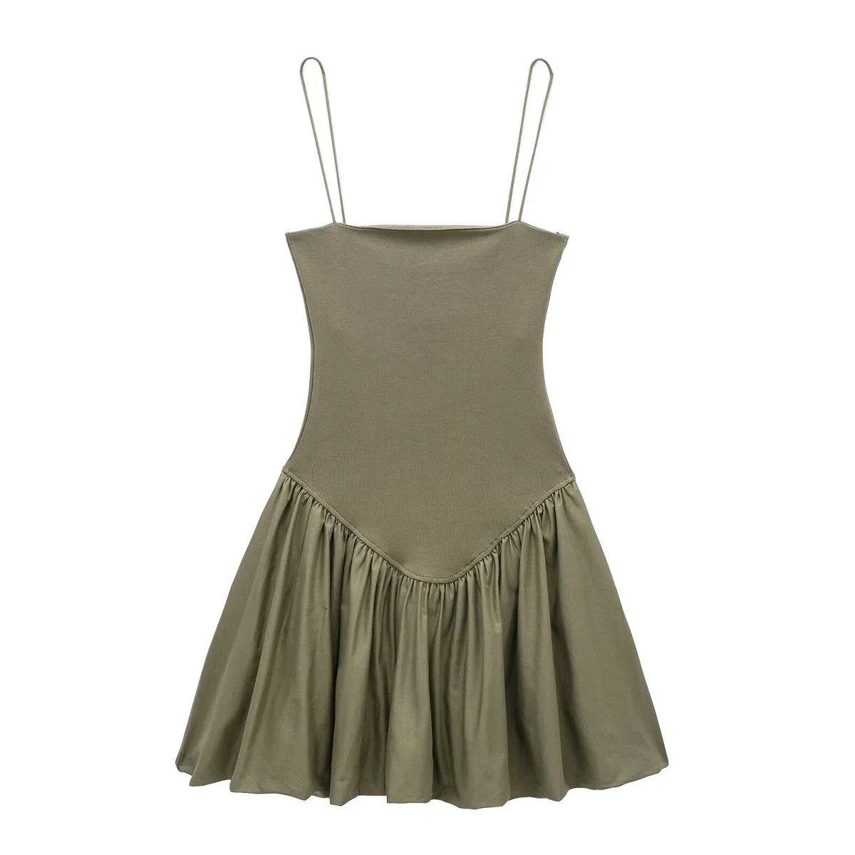 Women Fashion Sexy Summer Solid Color Spaghetti Strap Slim-Fit Tight Waist Dress