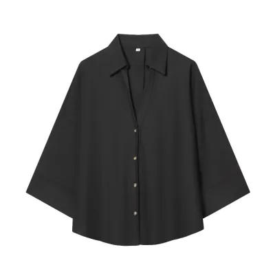 Women Fashion Casual Spring Stripe Laple Long-Sleeve Loose Blouse