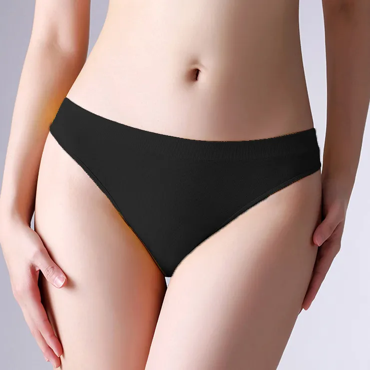 Women Fashion Sexy Simple Solid Color Seamless Low Waist Thong