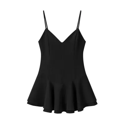 Women Fashion Elegant Polka Dot Print Spaghetti Strap Dress
