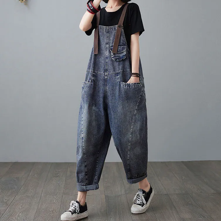 Women Fashion Casual Loose Denim Overalls